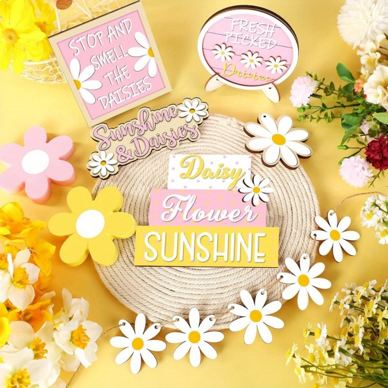 Home Decor Daisy - Daisy Tiered Tray Decor Summer Farmhouse