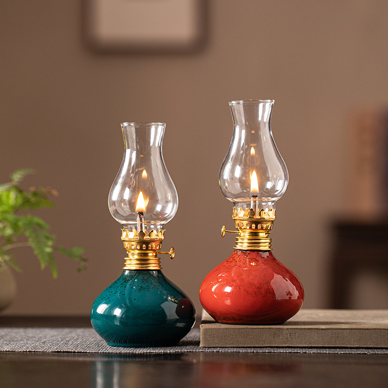 Home Decor Zen - Vintage Ceramic Lotus Oil Lamp -