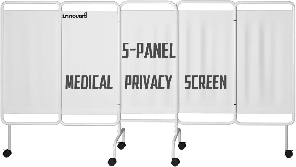 Room Divider Screen - 5-Panel Mobile Medical Privacy Screen Room