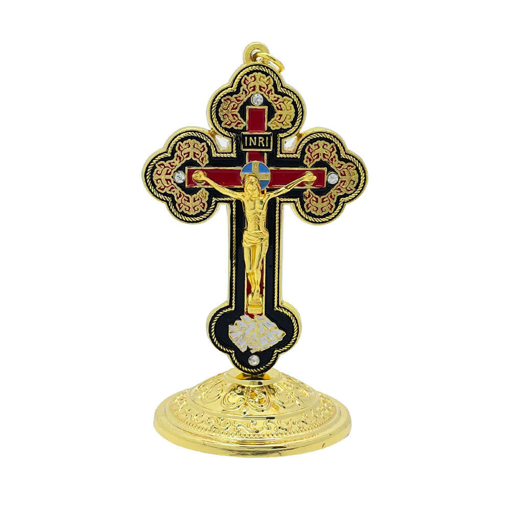 Home Decor You - New2026 Catholic Standing Crucifix Gold Enamel