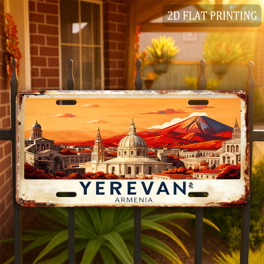 Home Decor Yerevan - Yerevan Armenia Urban Landscape Tin Sign