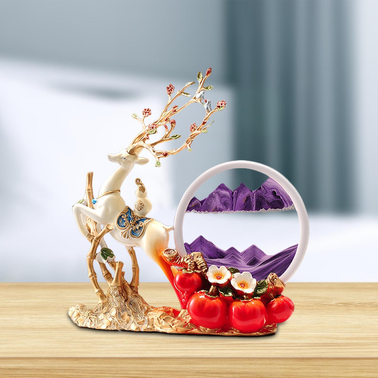 Sand Art Picture - Decor Deer Figurine Resin Ornament for