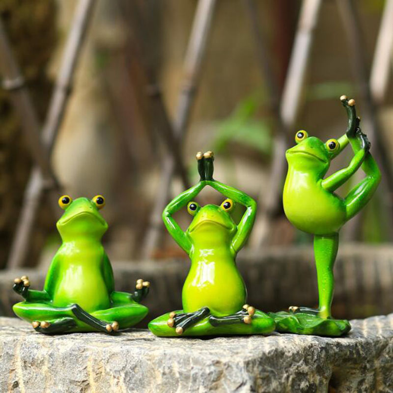 Home Decor Yoga - Resin Yoga Gymnastics Frog Decoration Miniatures