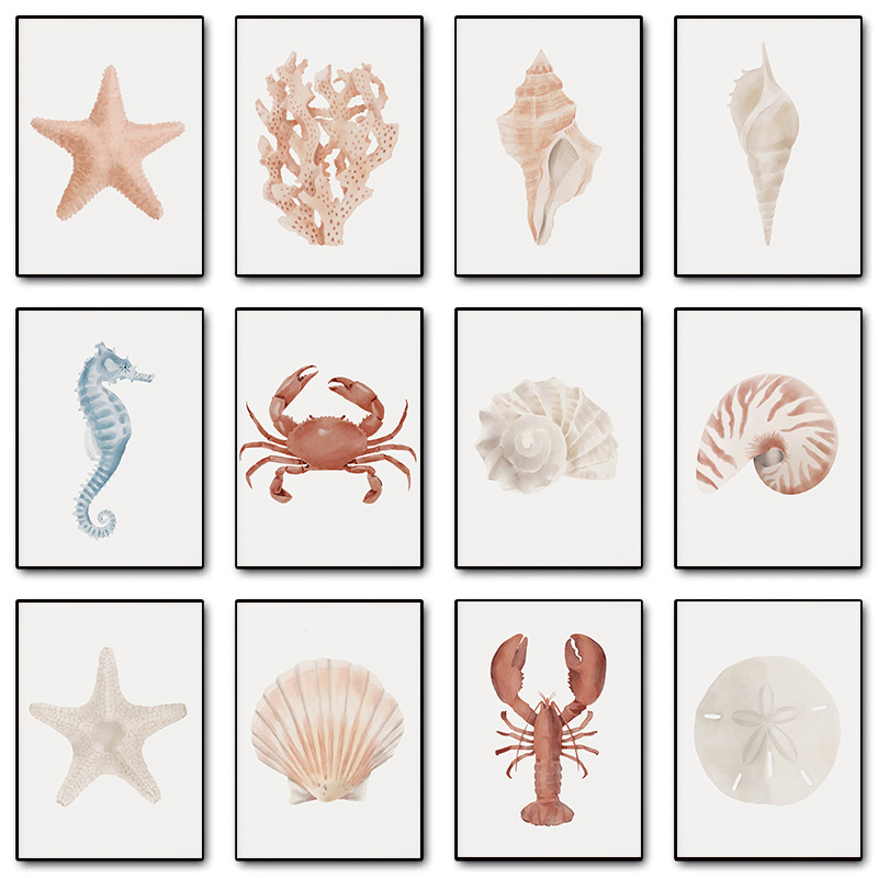 Sand Art Picture - Beach Coastal Conch Shell Crab Sand