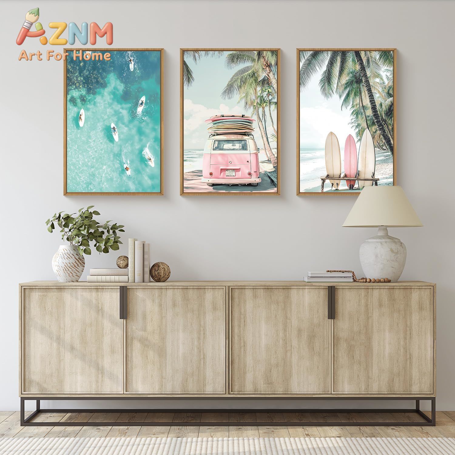 Home Decor Nautical - 3pcs Summer Surfboard Beach Canvas Wall