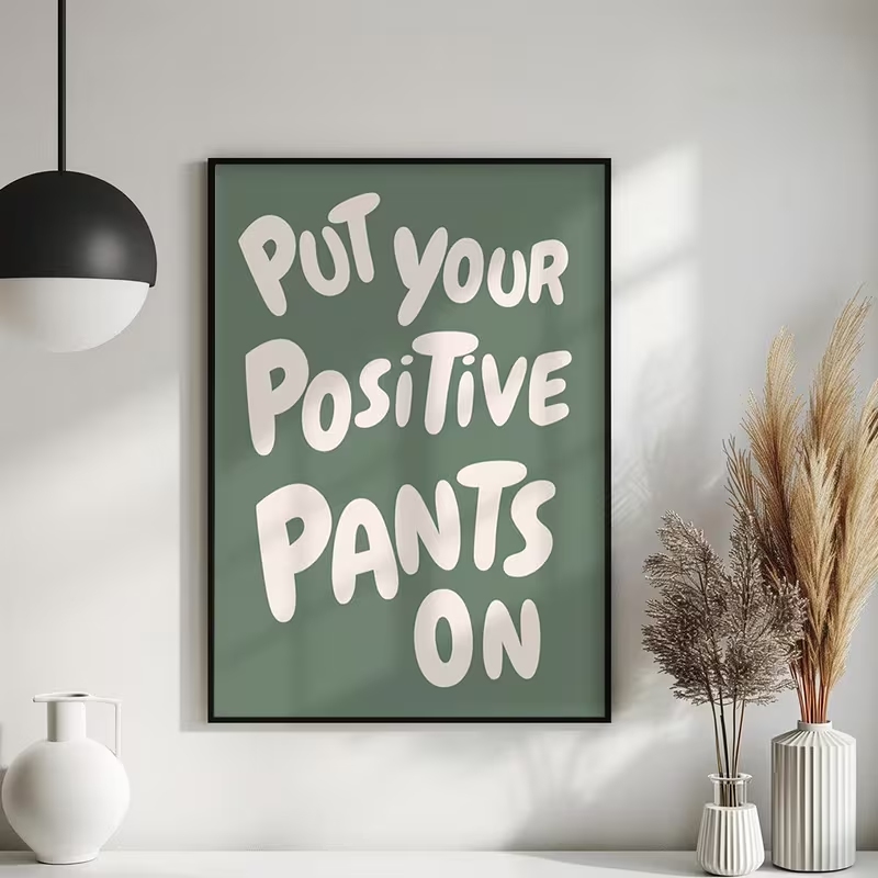Modern Green Put Your Positive - Home Decor Quotes On Wall 评论和价格