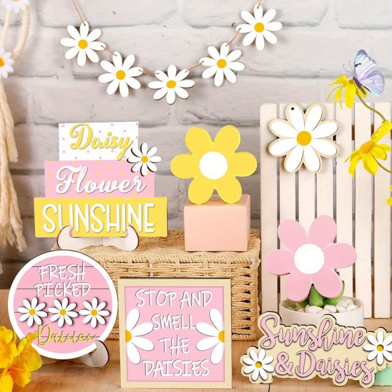 Daisy Tiered Tray Decor Summer - Home Decor Daisy 评论和价格