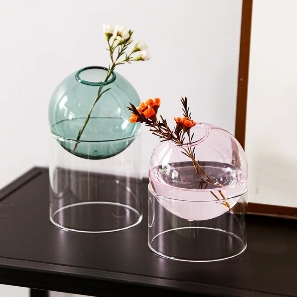Nordic Colored Glass Vase Roun - Glass Vase Nordic 评论和价格
