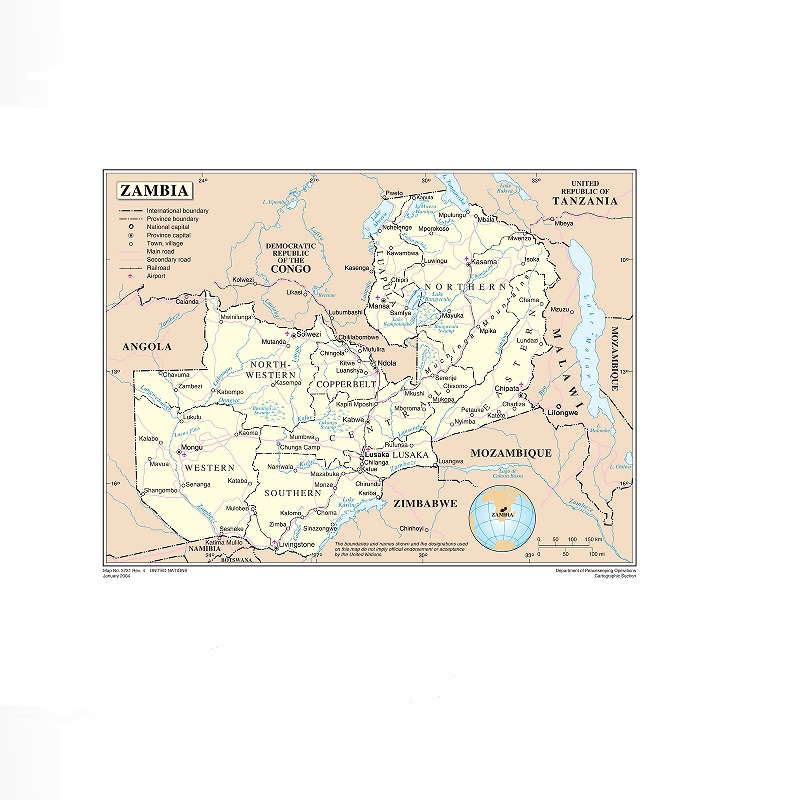 Zambia Map, Print Art Canvas P - Home Decor Zambia 评论和价格