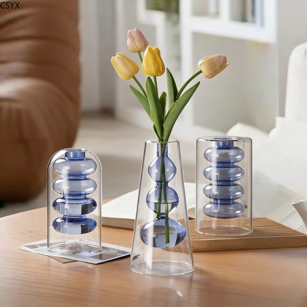Creative Nordic Colorful Doubl - Glass Vase Nordic 评论和价格