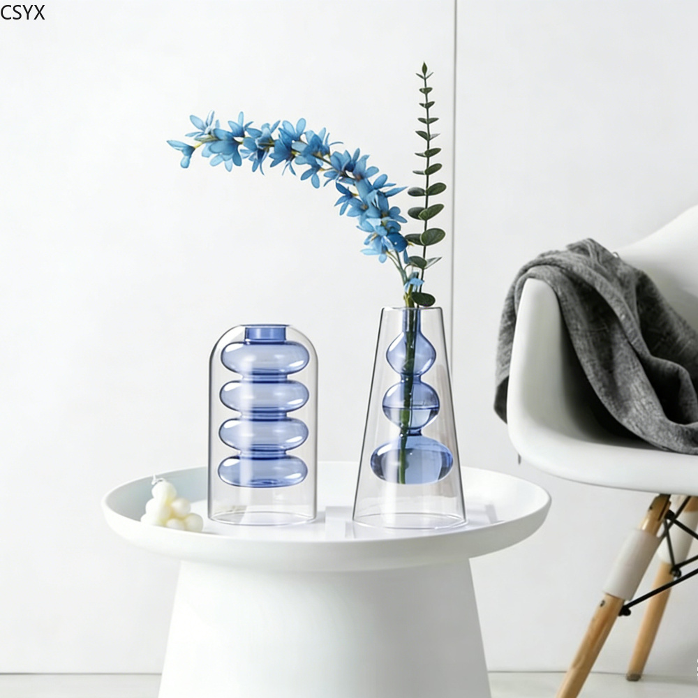 Creative Nordic Colorful Doubl - Glass Vase Nordic 评论和价格