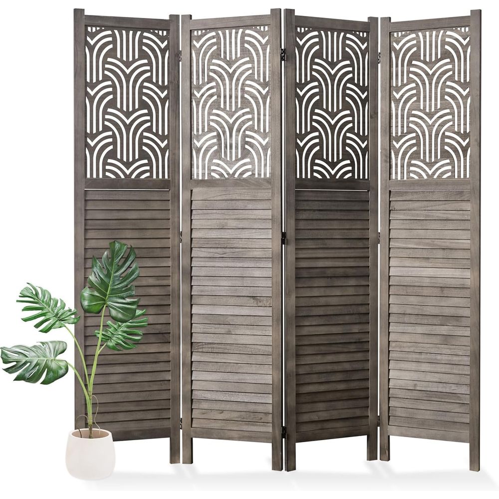 66.9 4-Panel Wooden Carved Roo - Room Divider Screen 评论和价格