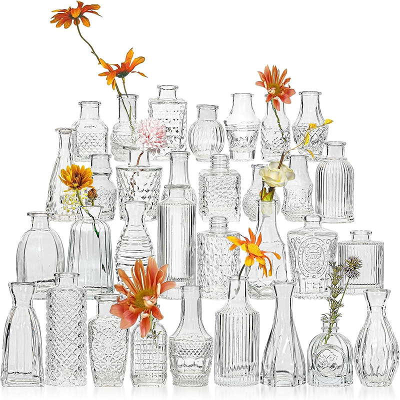 Nordic Embossed Transparent Gl - Glass Vase Nordic 评论和价格