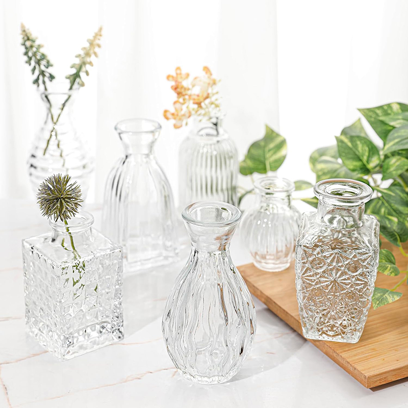 Nordic Embossed Transparent Gl - Glass Vase Nordic 评论和价格