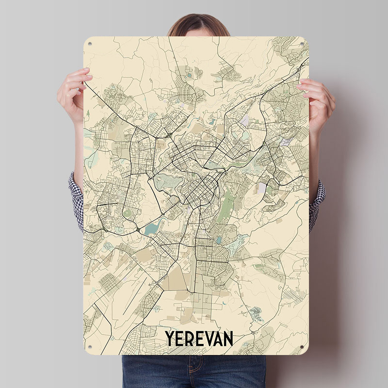 Yerevan City Map Tinplate Post - Home Decor Yerevan 评论和价格