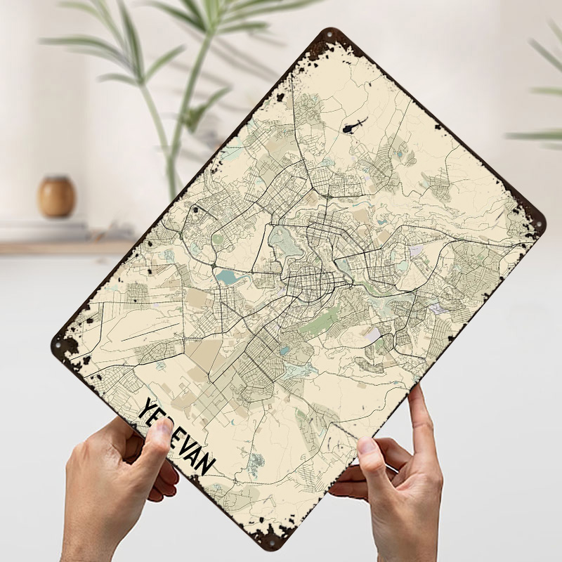 Yerevan City Map Tinplate Post - Home Decor Yerevan 评论和价格