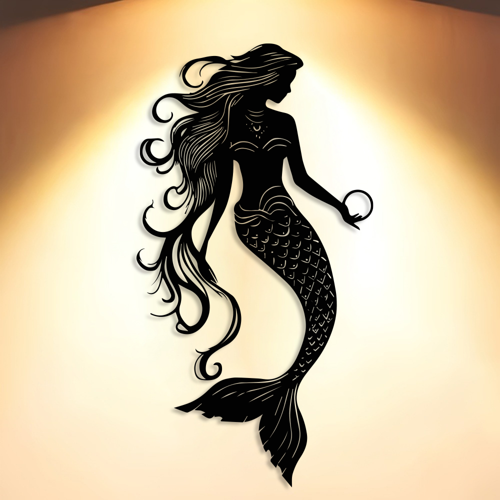 Elegant Mermaid Metal Wall Art - Home Decor Nautical 评论和价格