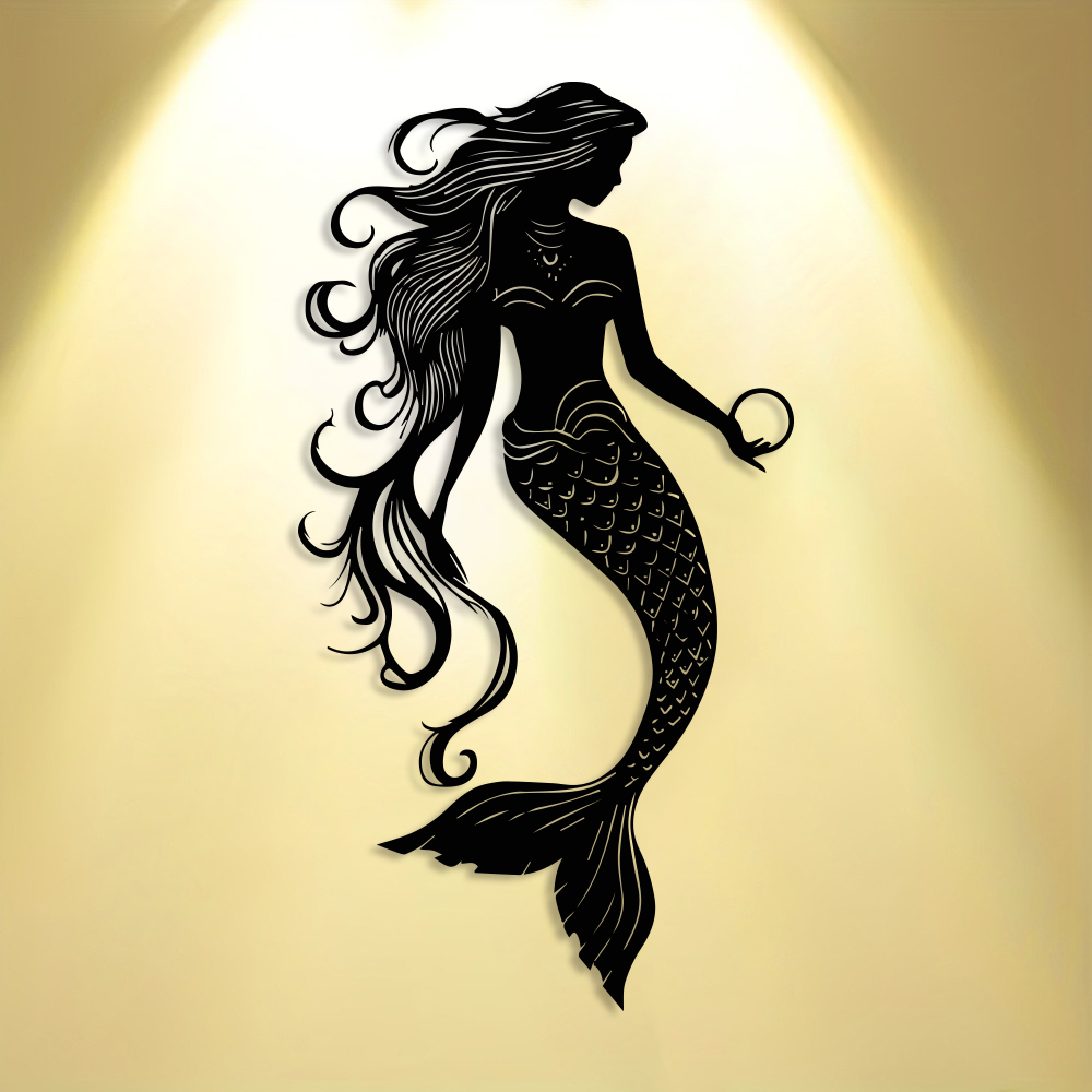 Elegant Mermaid Metal Wall Art - Home Decor Nautical 评论和价格