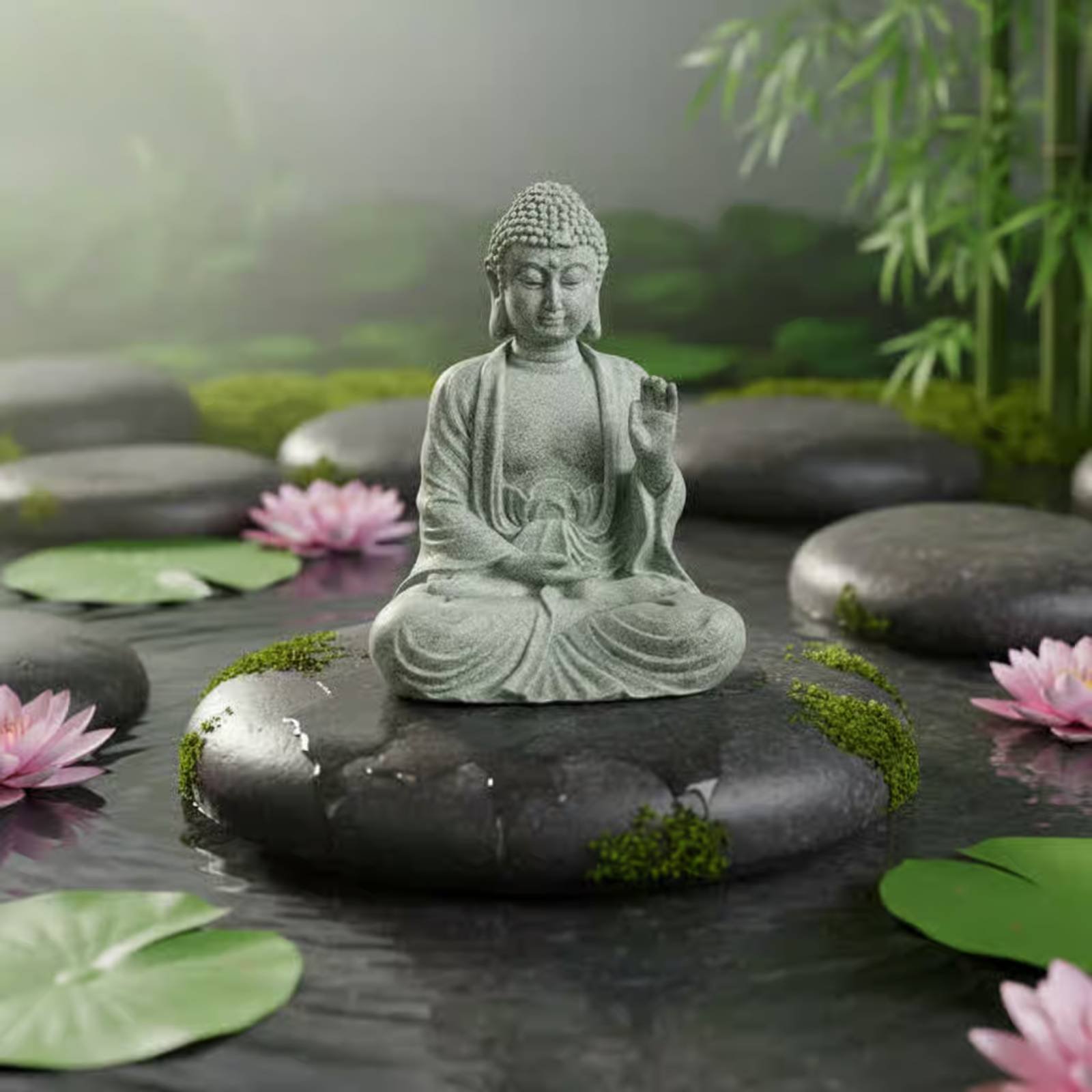 3 Pieces Stone Buddha Decor Te - Home Decor Zen 评论和价格