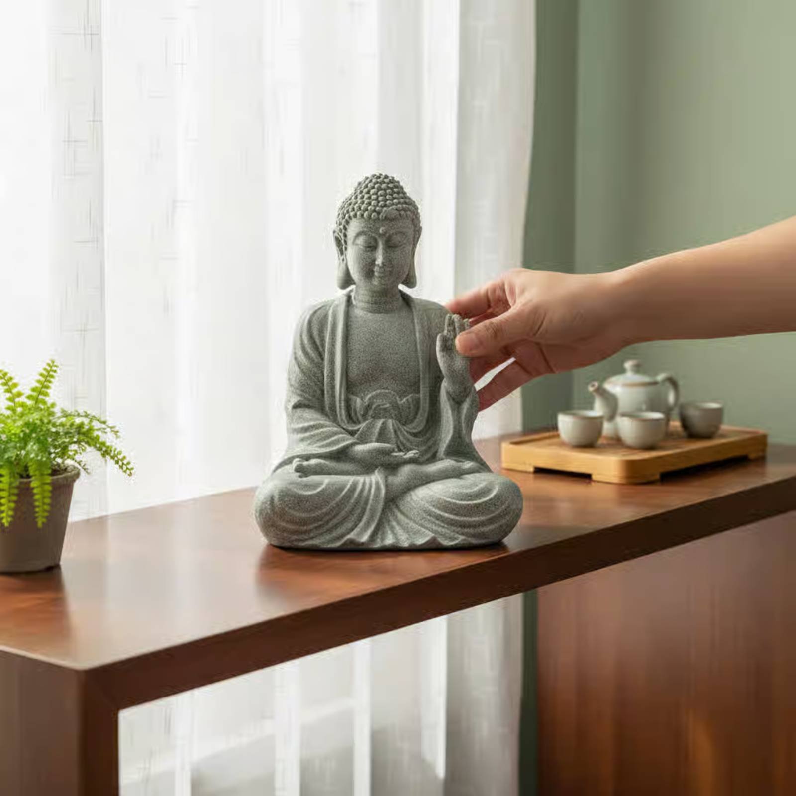 3 Pieces Stone Buddha Decor Te - Home Decor Zen 评论和价格