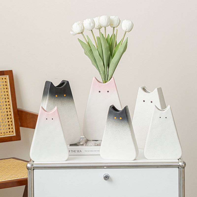Cute Cat-like Ceramic Vase, No - Glass Vase Nordic 评论和价格