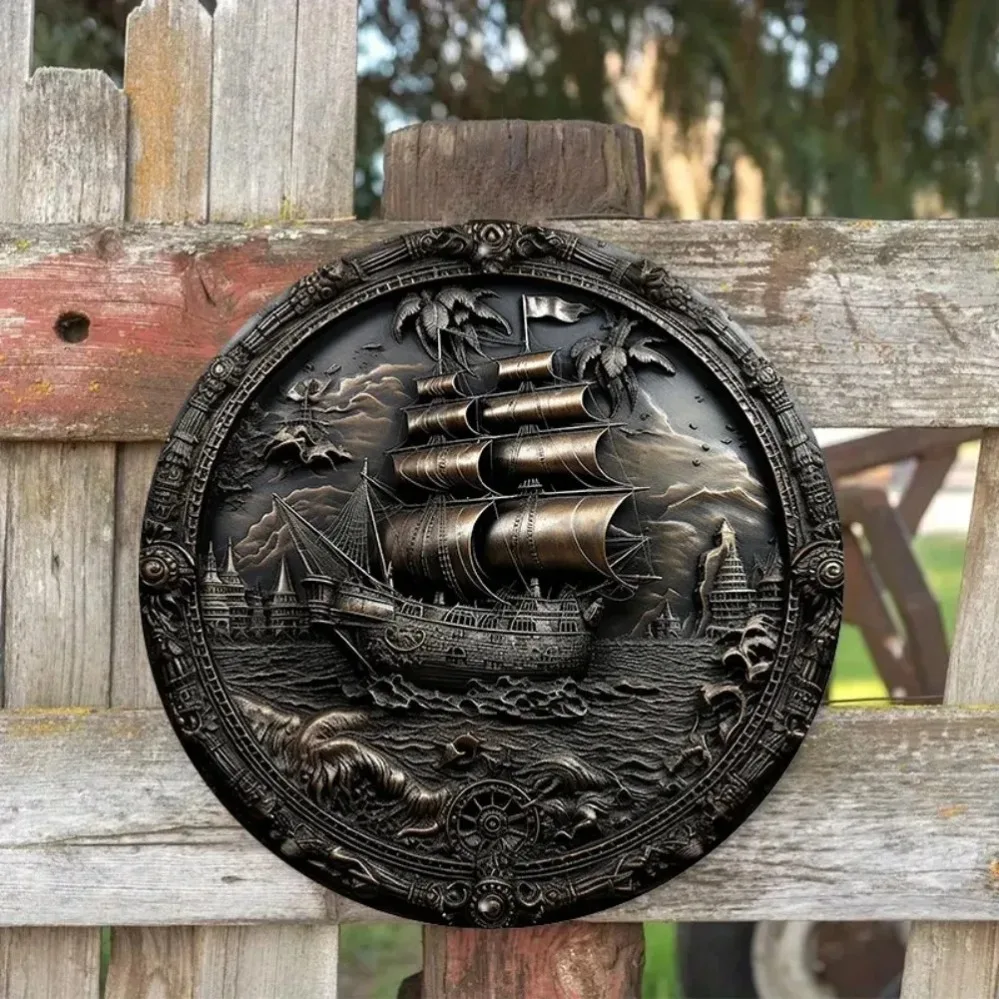 3D Pirate Ship Metal Wall Art: - Home Decor Nautical 评论和价格