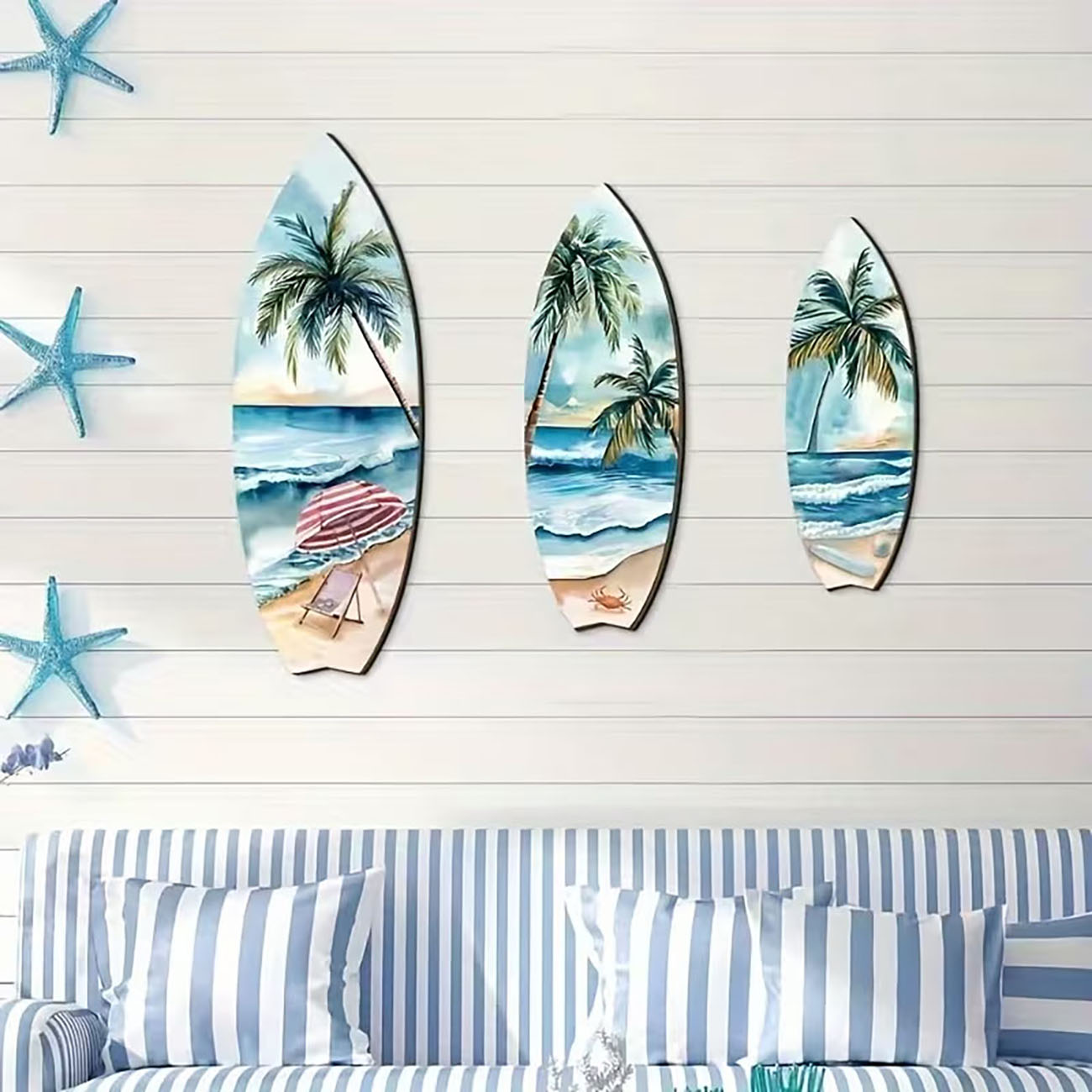 3pcs Ocean View Surfboard Wood - Home Decor Nautical 评论和价格