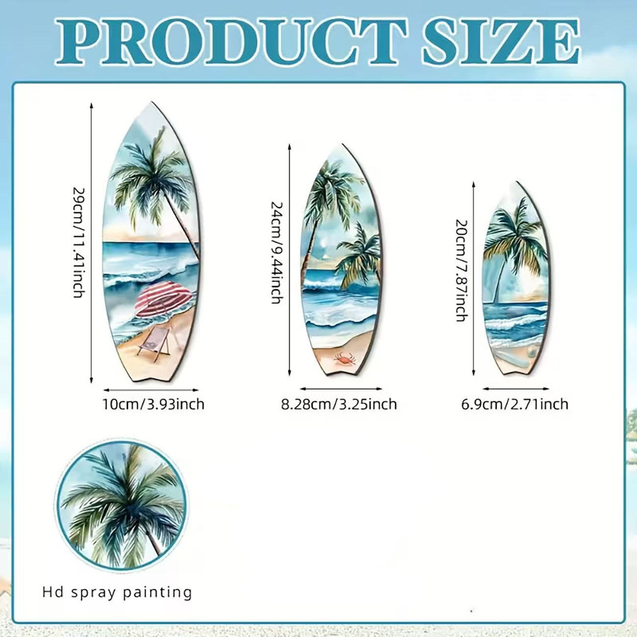 3pcs Ocean View Surfboard Wood - Home Decor Nautical 评论和价格