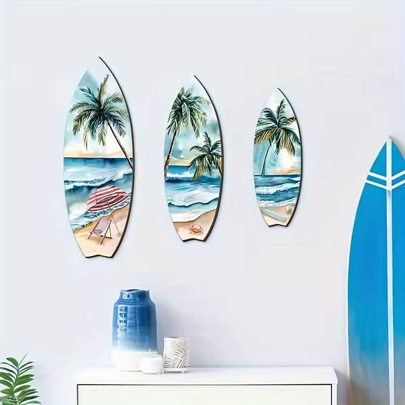 3pcs Ocean View Surfboard Wood - Home Decor Nautical 评论和价格