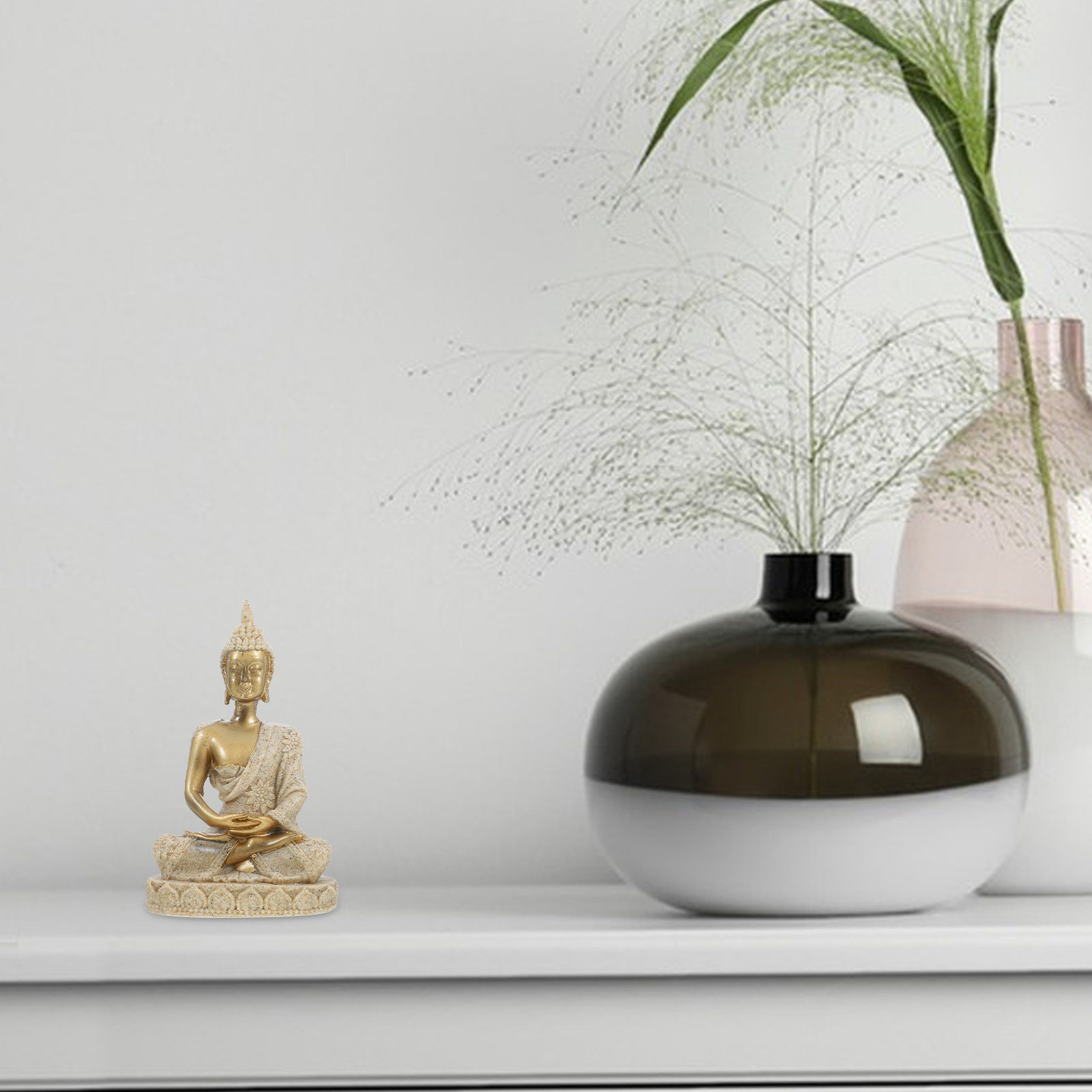 Retro Resin Buddha Statue Comp - Home Decor Zen 评论和价格