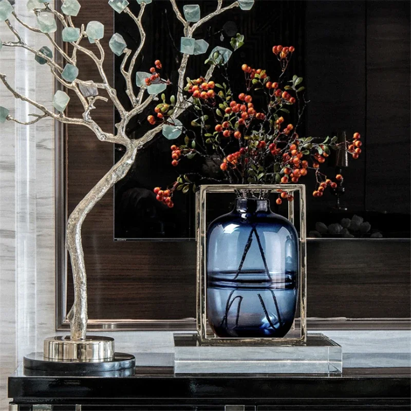 Minimalist Blue Black Glass Va - Glass Vase Nordic 评论和价格