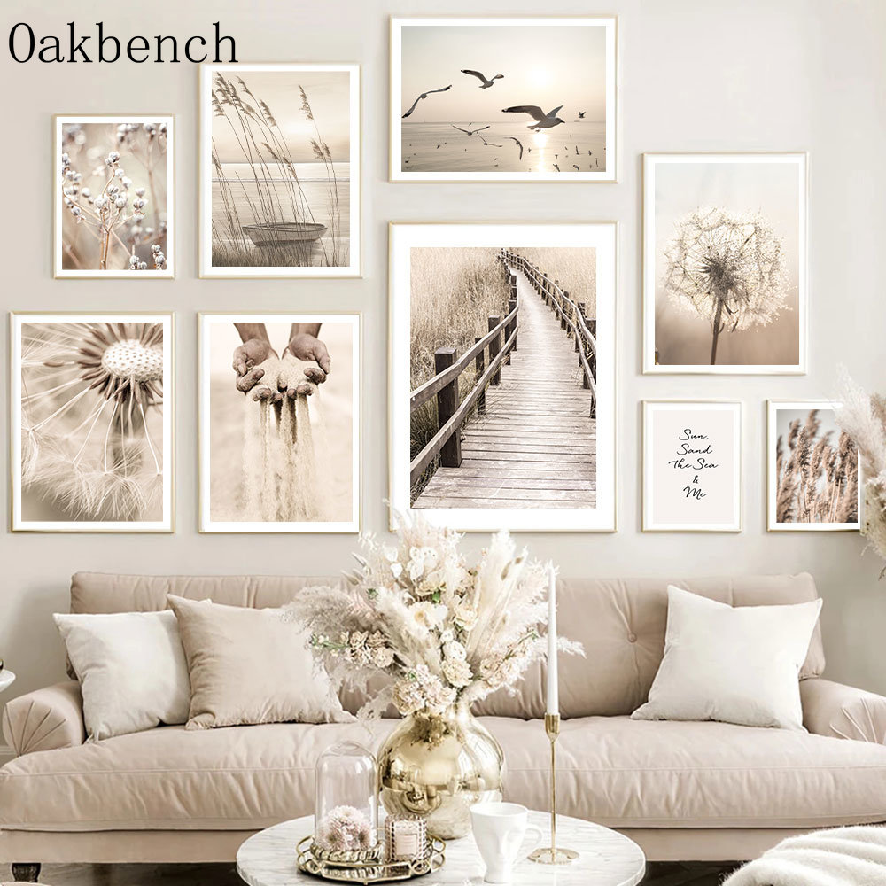 Beige Landscape Wall Art Reed  - Sand Art Picture 评论和价格