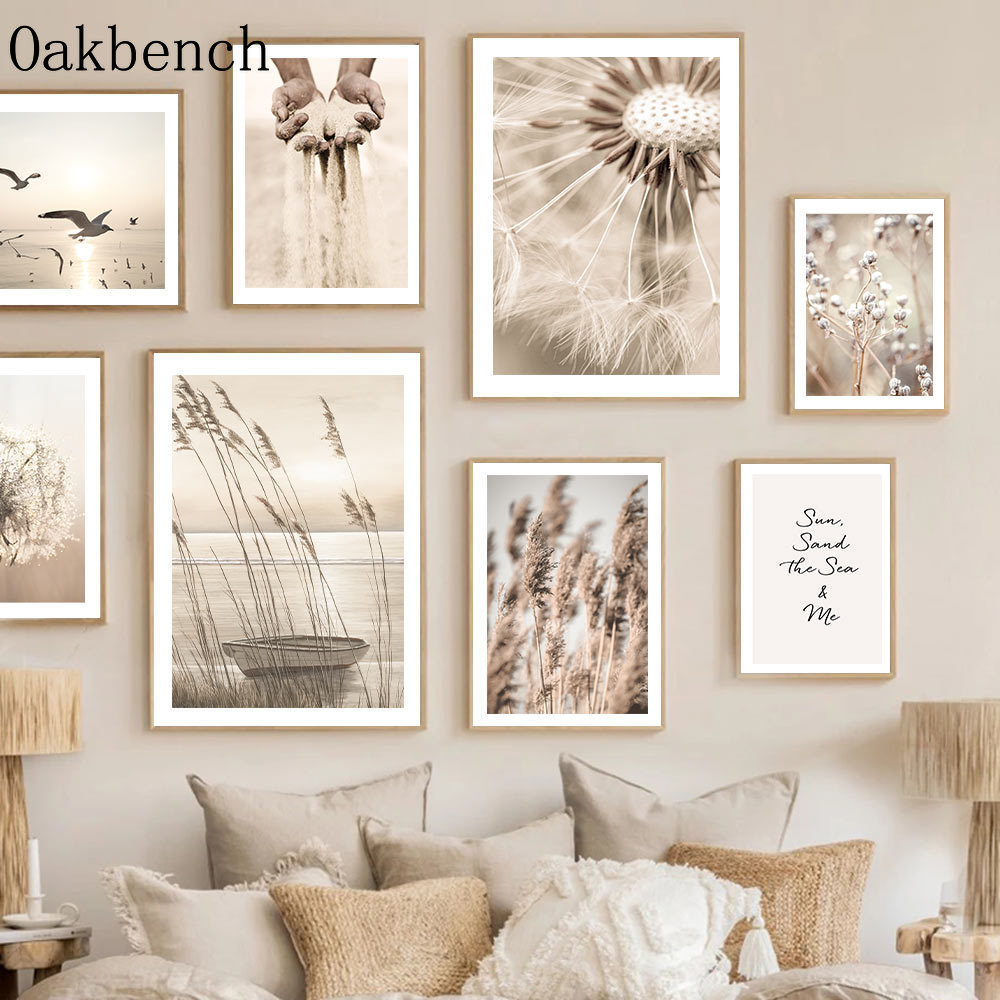 Beige Landscape Wall Art Reed  - Sand Art Picture 评论和价格