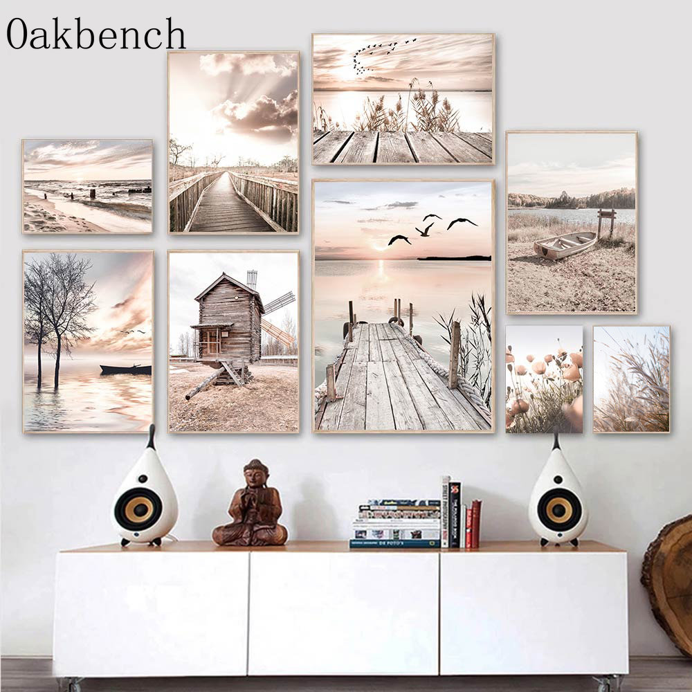 Beige Landscape Wall Art Reed  - Sand Art Picture 评论和价格
