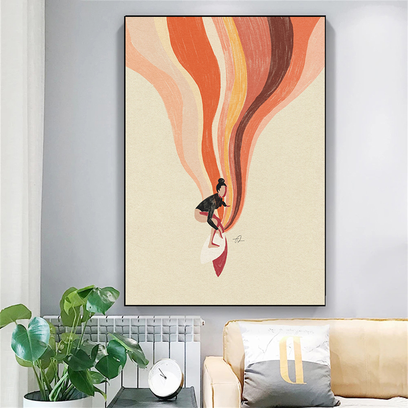 Nordic Minimalistic Art Surfin - Home Decor Nautical 评论和价格