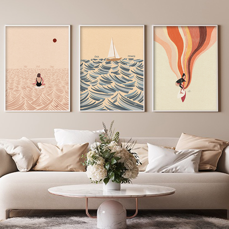 Nordic Minimalistic Art Surfin - Home Decor Nautical 评论和价格
