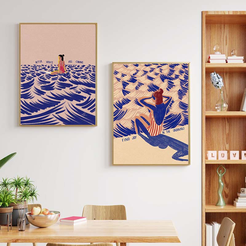 Nordic Minimalistic Art Surfin - Home Decor Nautical 评论和价格
