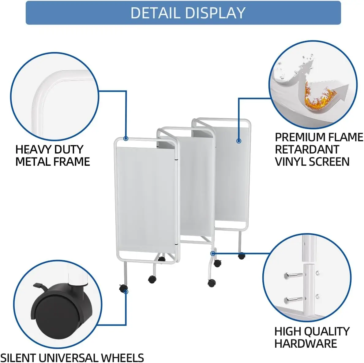 5-Panel Mobile Medical Privacy - Room Divider Screen 评论和价格
