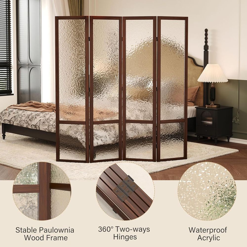 4-Panel Acrylic Folding Room D - Room Divider Screen 评论和价格