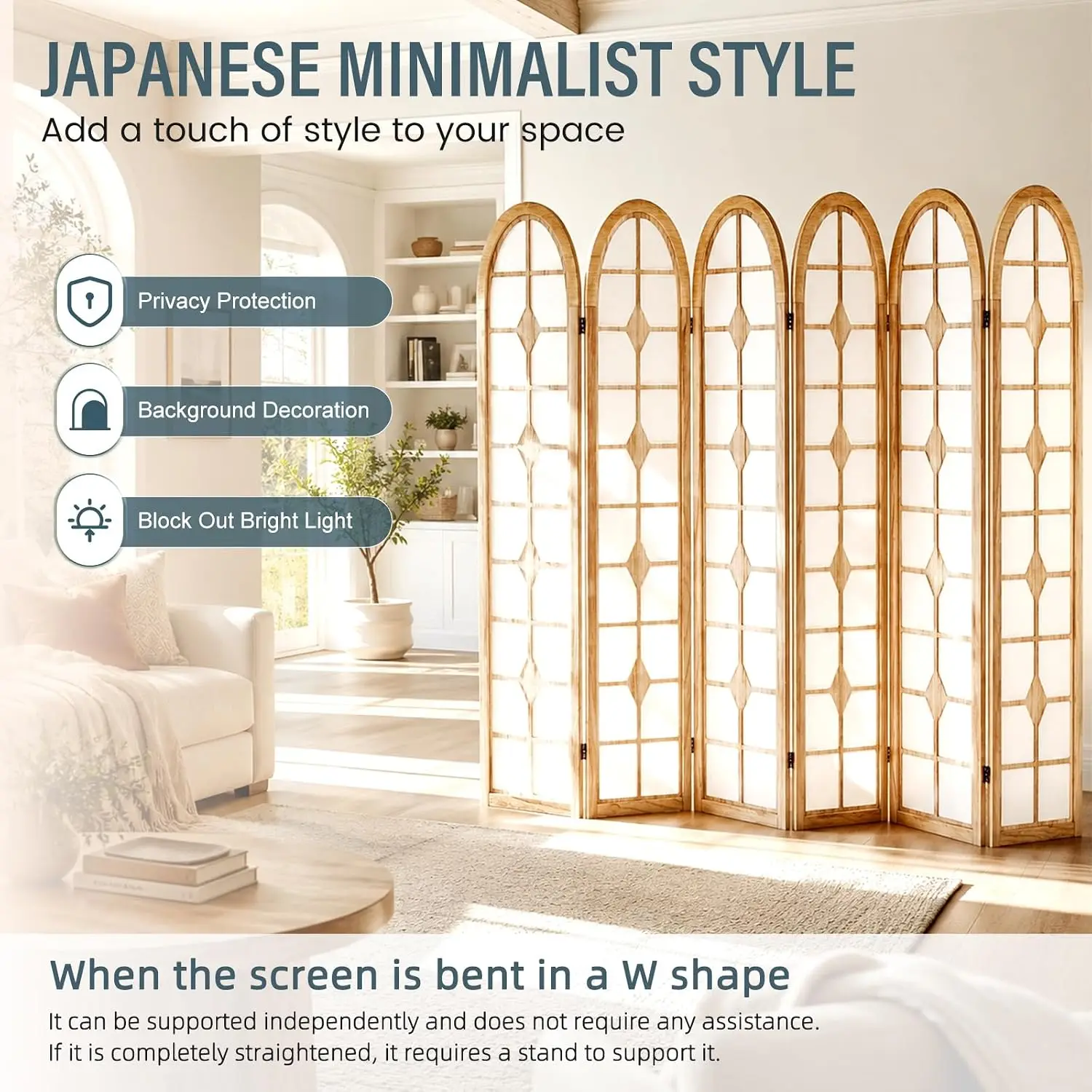 6 Panel Shoji Room Divider, Wo - Room Divider Screen 评论和价格