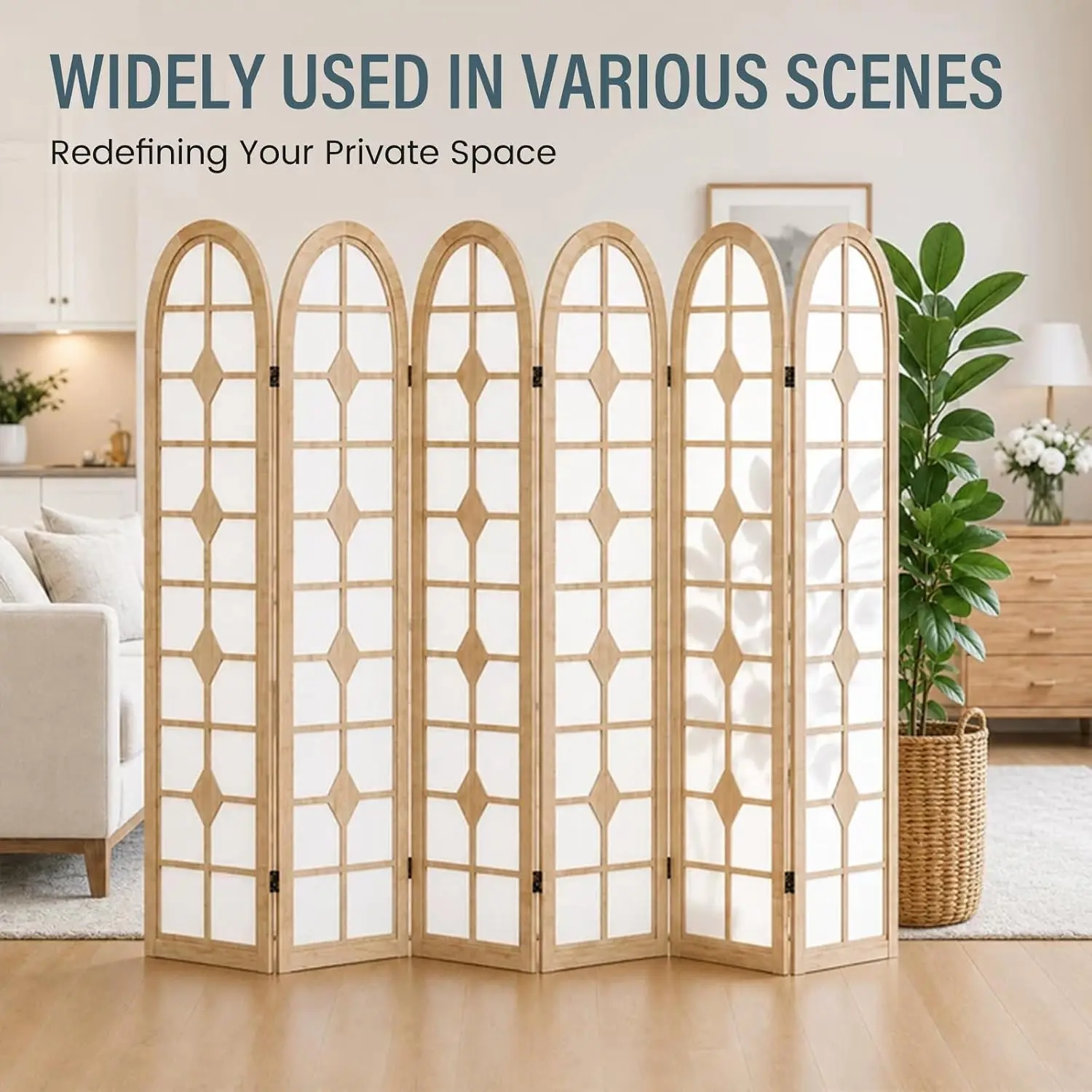 6 Panel Shoji Room Divider, Wo - Room Divider Screen 评论和价格