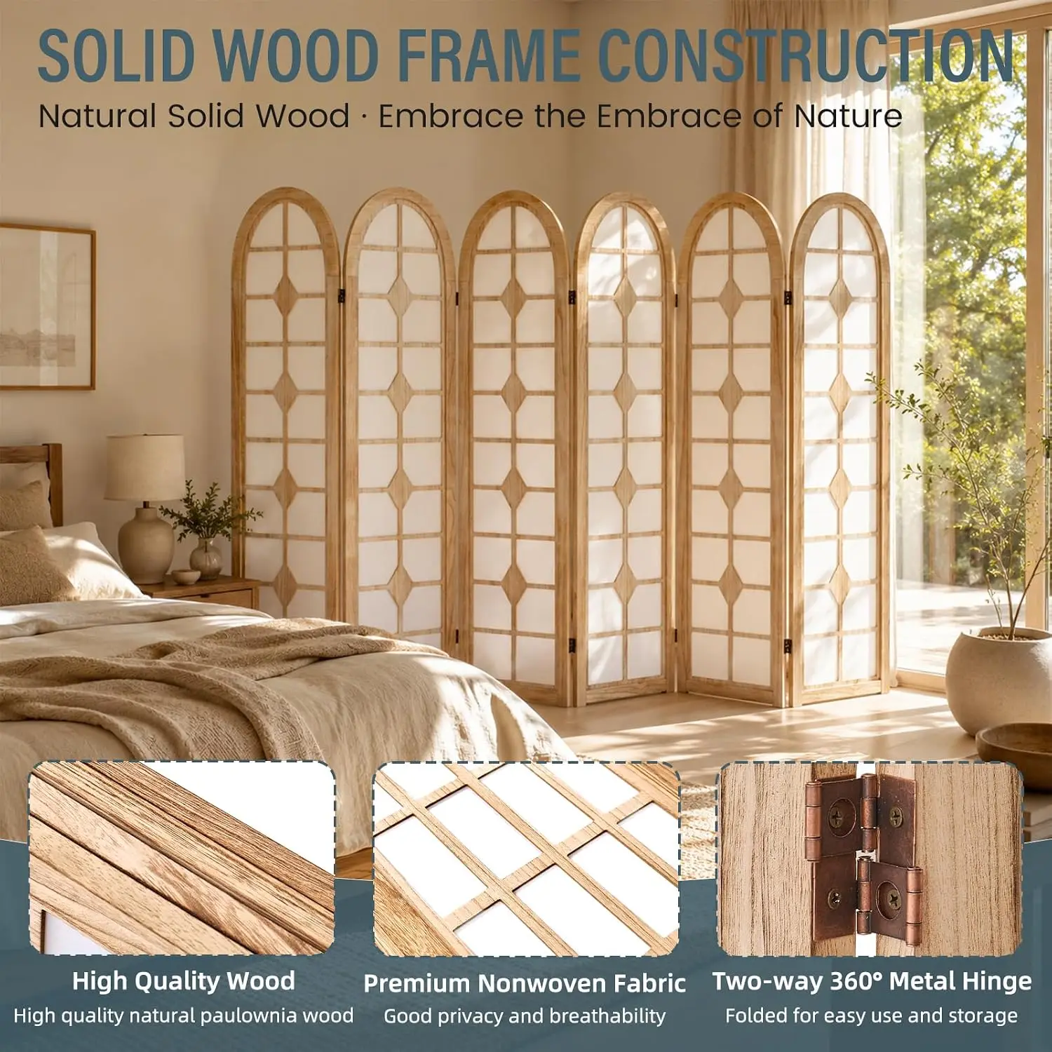 6 Panel Shoji Room Divider, Wo - Room Divider Screen 评论和价格