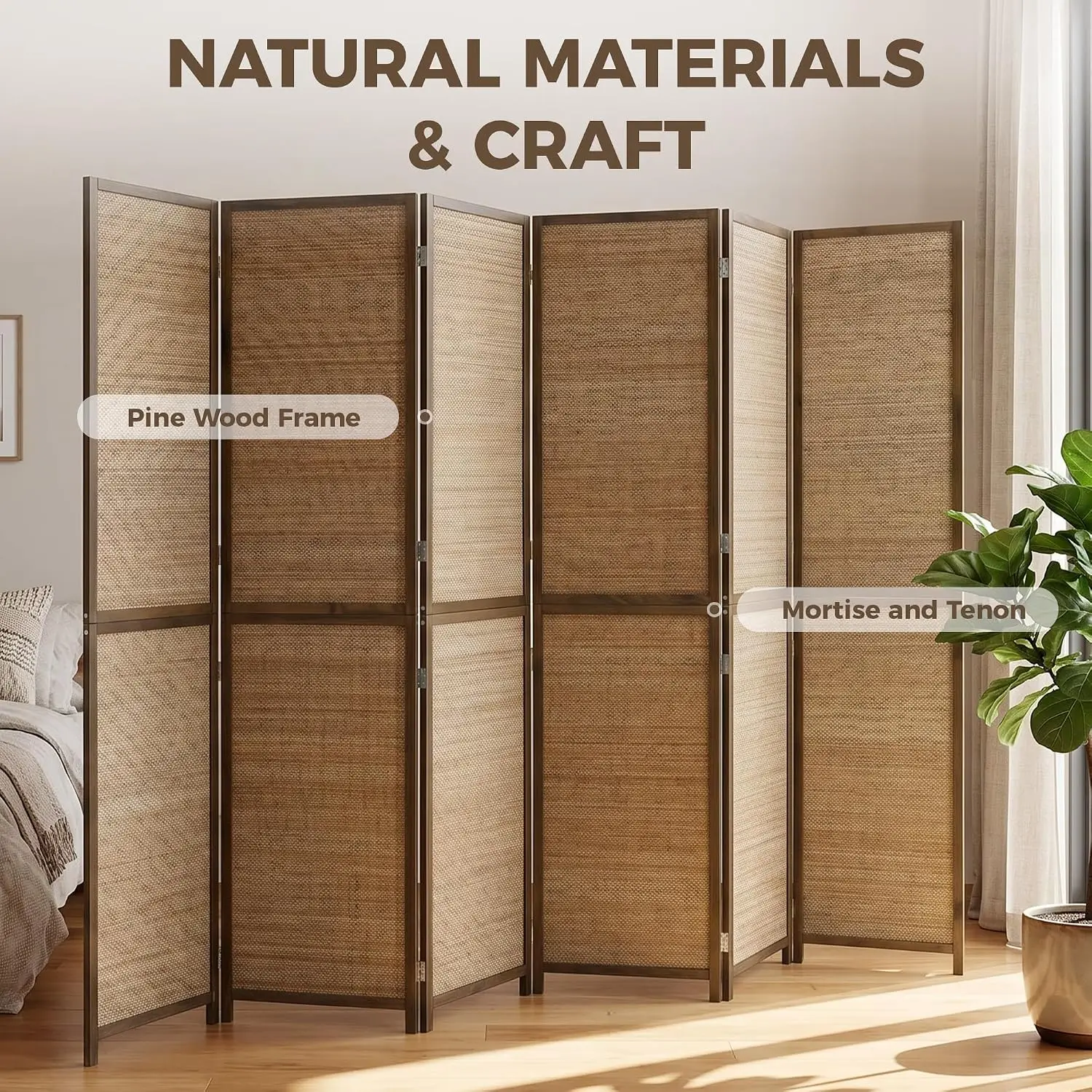 6 FT Room Divider, 6 Panel Han - Room Divider Screen 评论和价格