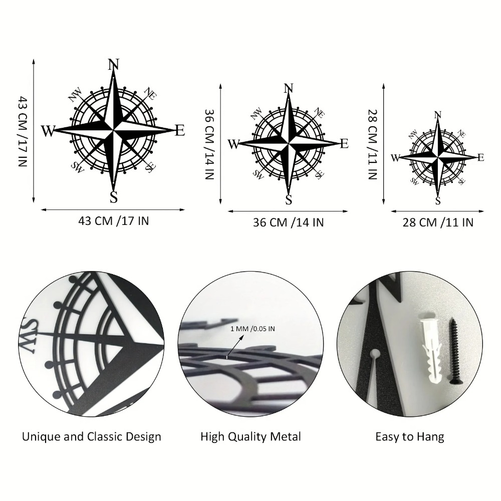 Metal Compass Wall Art for Liv - Home Decor Nautical 评论和价格