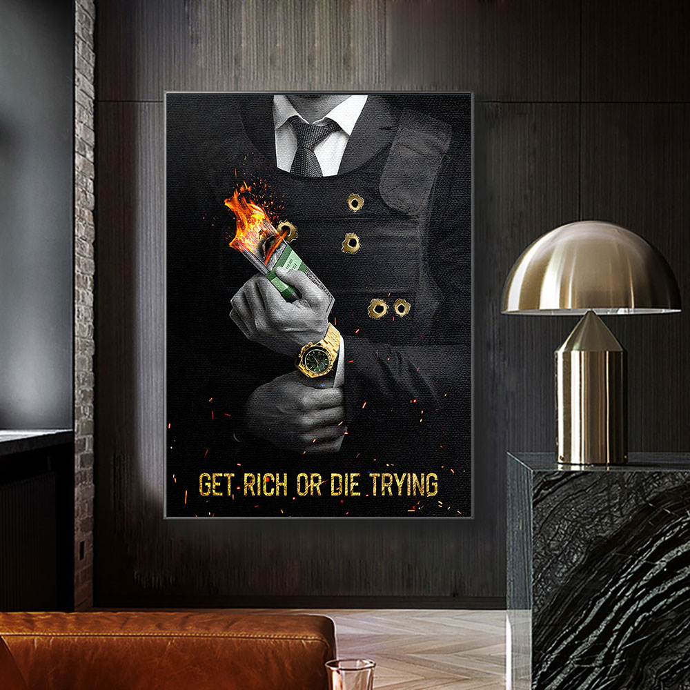 Motivating Quote Get Rich or D - Home Decor Quotes On Wall 评论和价格