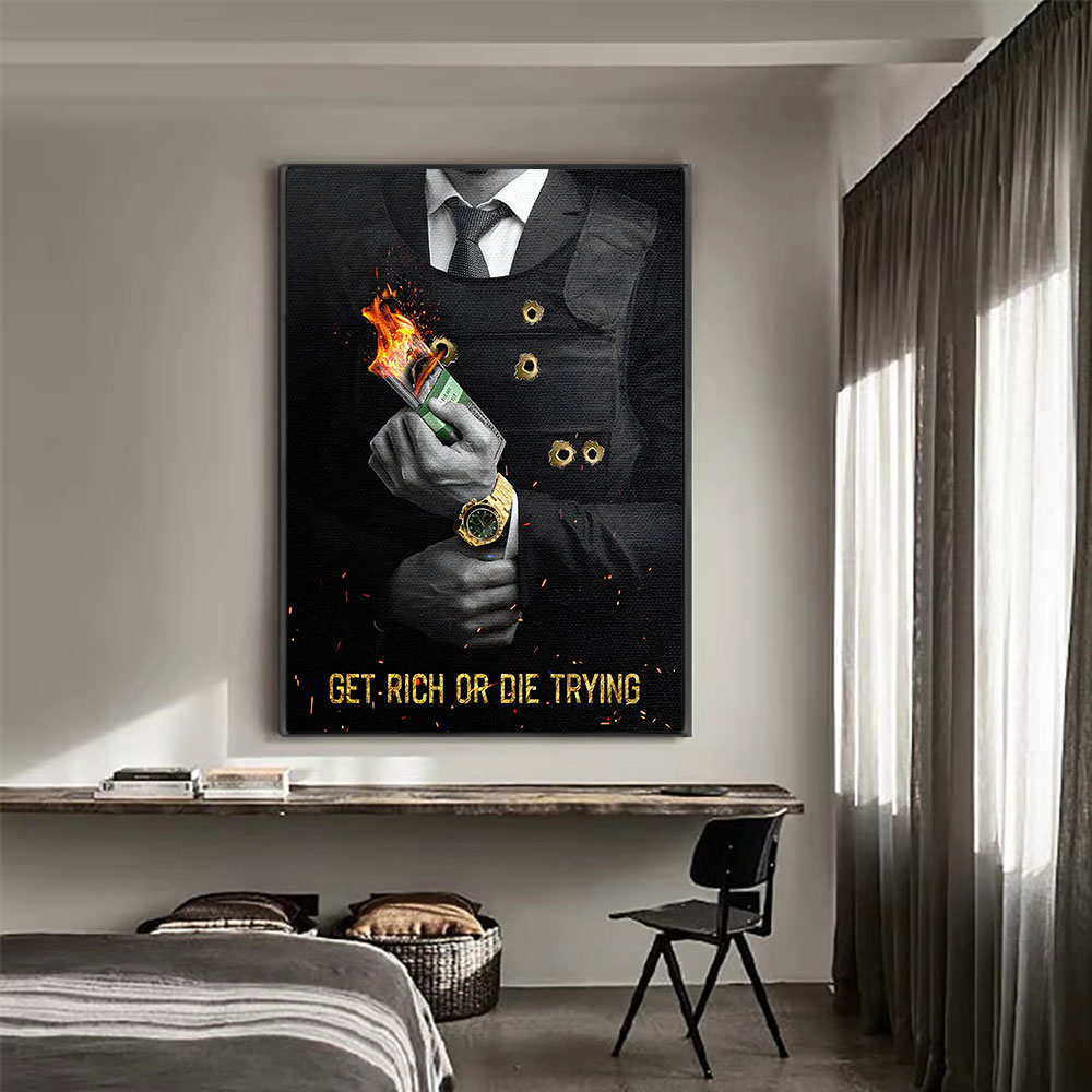 Motivating Quote Get Rich or D - Home Decor Quotes On Wall 评论和价格