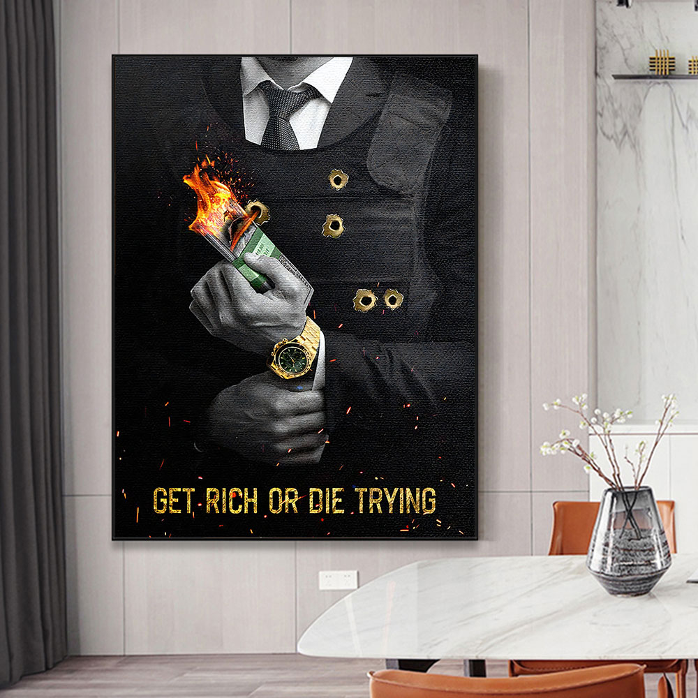 Motivating Quote Get Rich or D - Home Decor Quotes On Wall 评论和价格