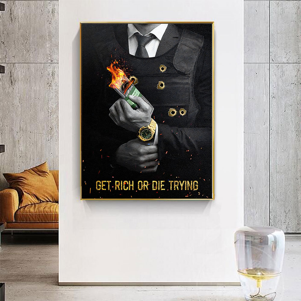 Motivating Quote Get Rich or D - Home Decor Quotes On Wall 评论和价格