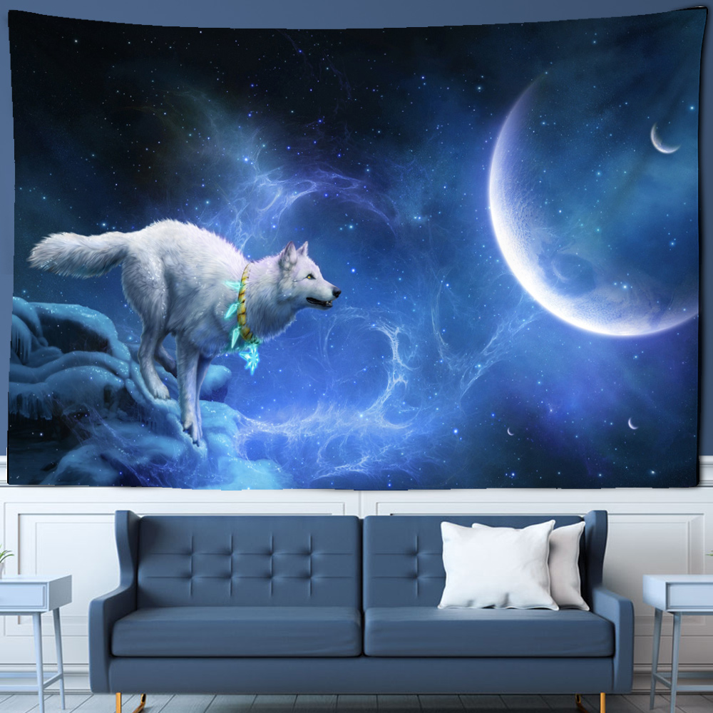 Fantasy wolf tapestry wall han - Home Decor Yoga 评论和价格