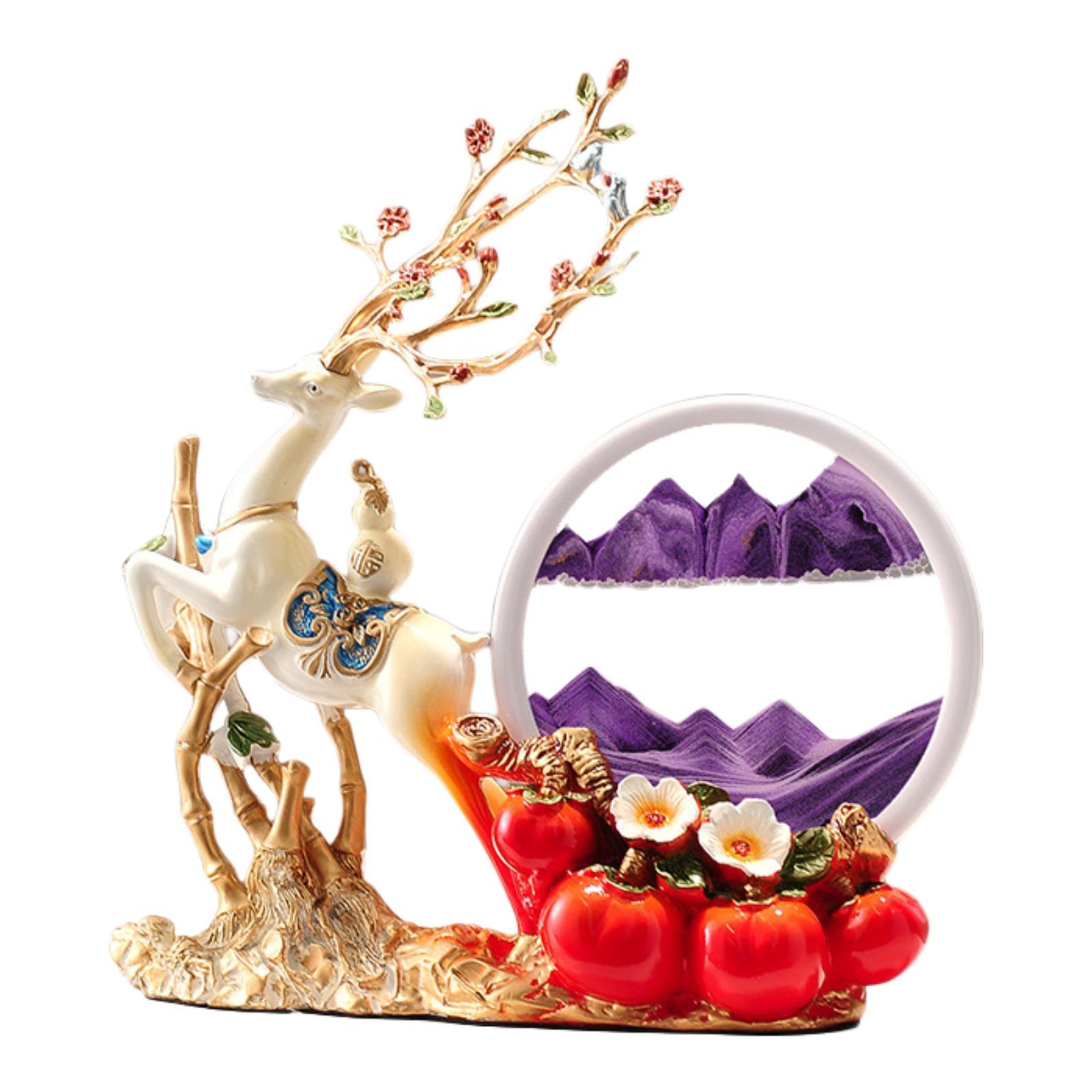 Decor Deer Figurine Resin Orna - Sand Art Picture 评论和价格